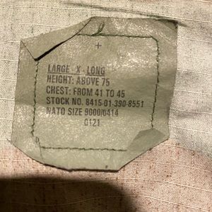 Air Force camouflage green jacket and pants.